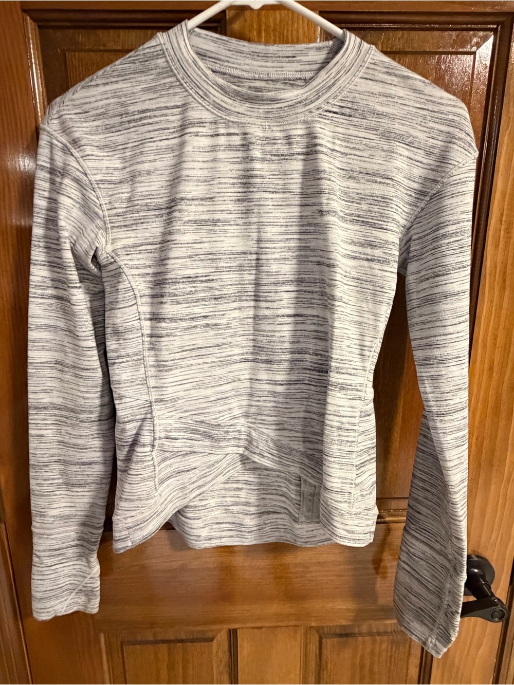 Lululemon Heathered White Grey Crossover Hem Long Sleeve Top XS